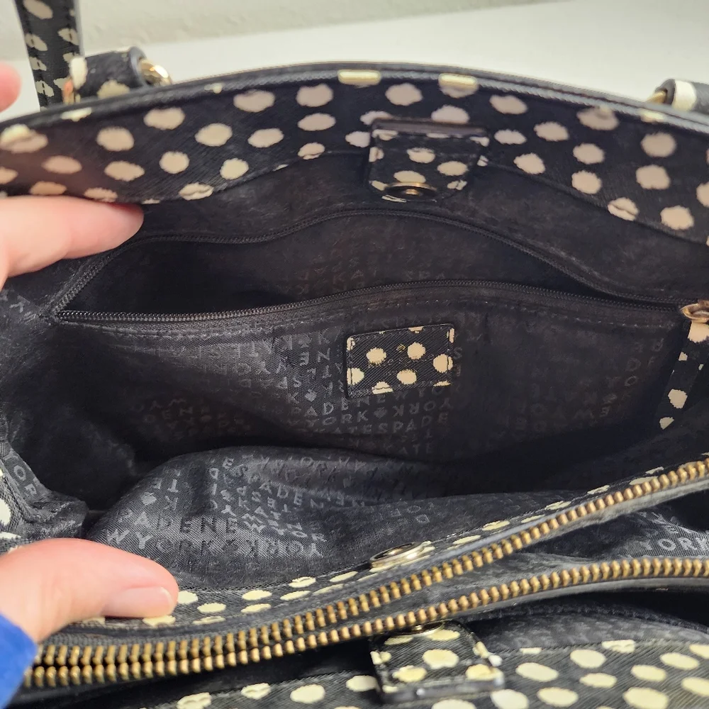 Kate Spade New York Black White Polka Dot Satchel Purse READ
